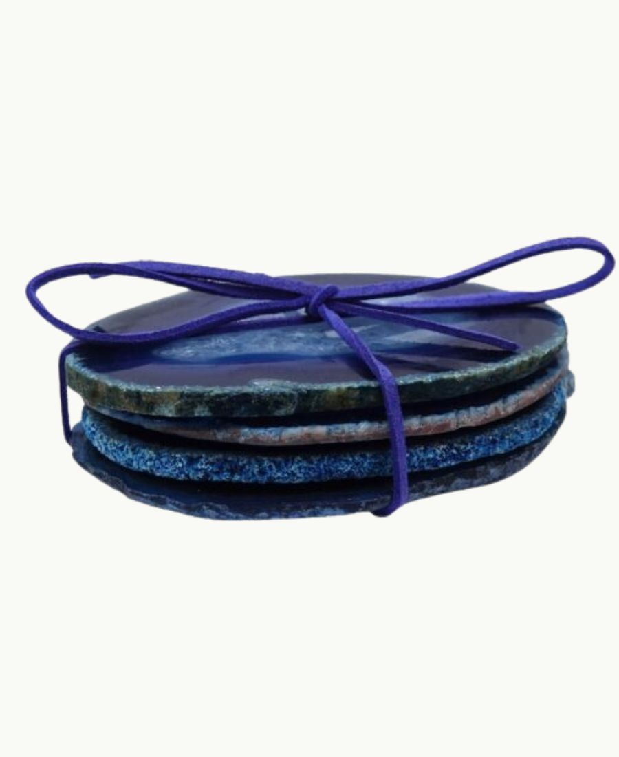 Achat Untersetzer blau. 4‑Stück Set