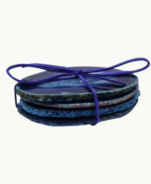 Achat Untersetzer blau. 4‑Stück Set