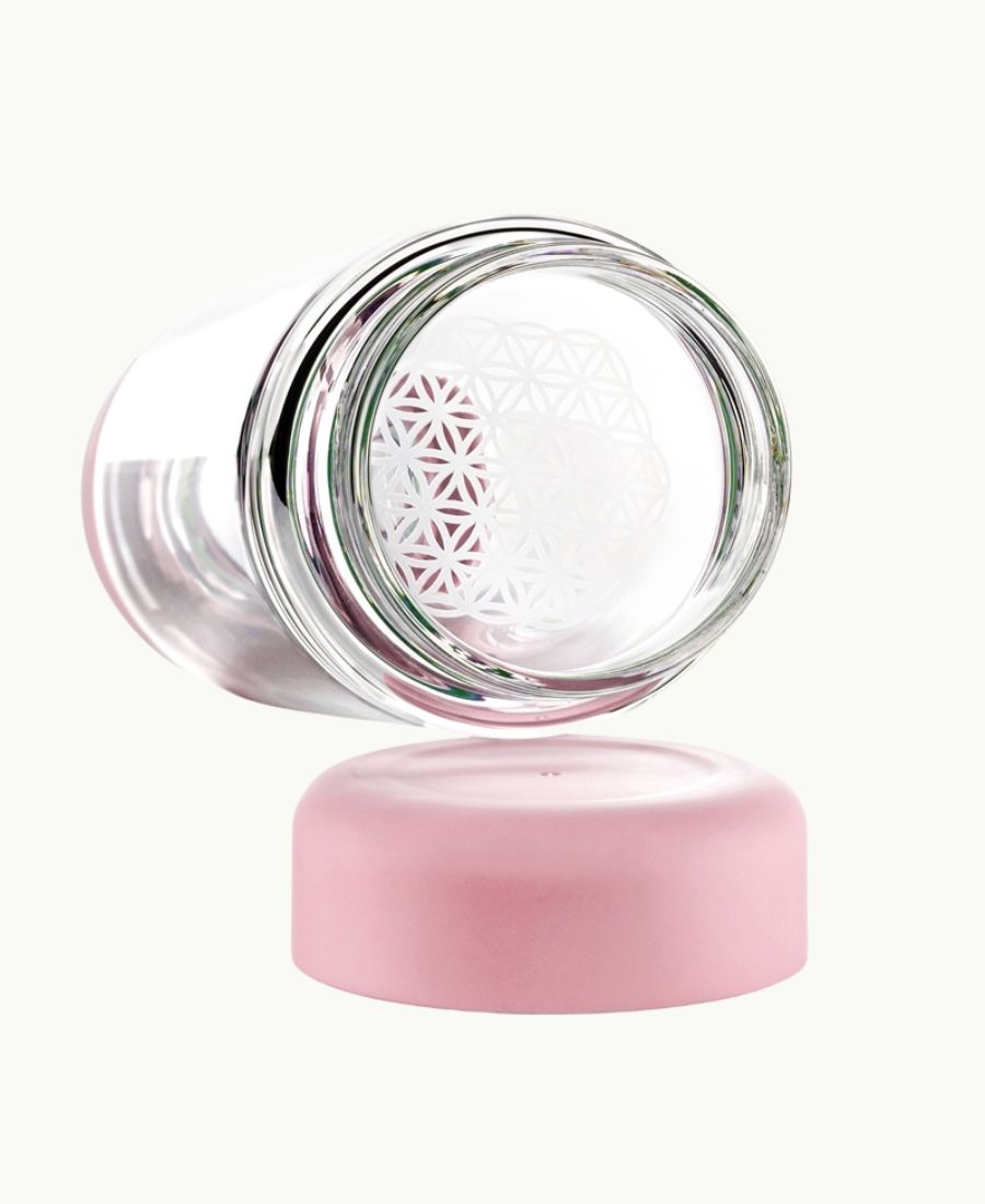 VitaJuwel inu! Trinkflasche „Blossom Rose“ mit Bergkristall