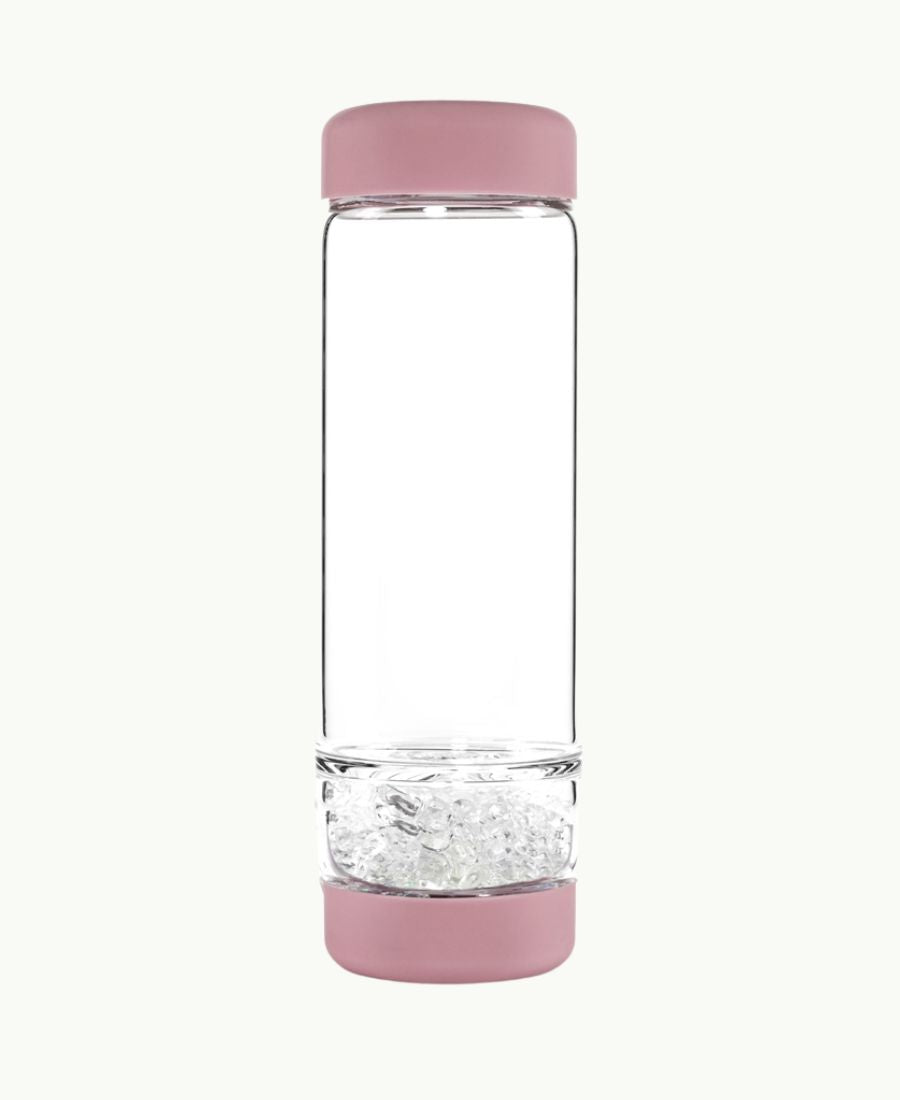VitaJuwel inu! Trinkflasche „Blossom Rose“ mit Bergkristall