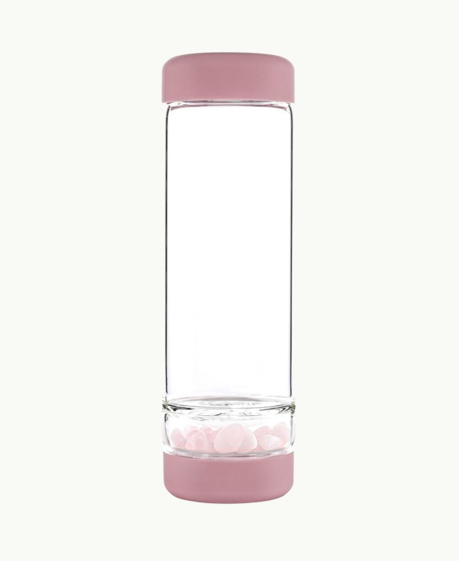 VitaJuwel inu! Trinkflasche „Blossom Rose“ mit Rosenquarz