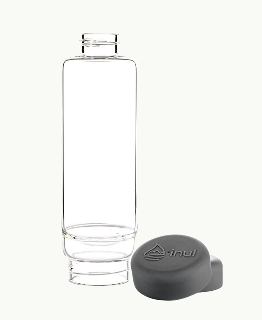 VitaJuwel inu! Trinkflasche „Lava Grey“ mit Bergkristall