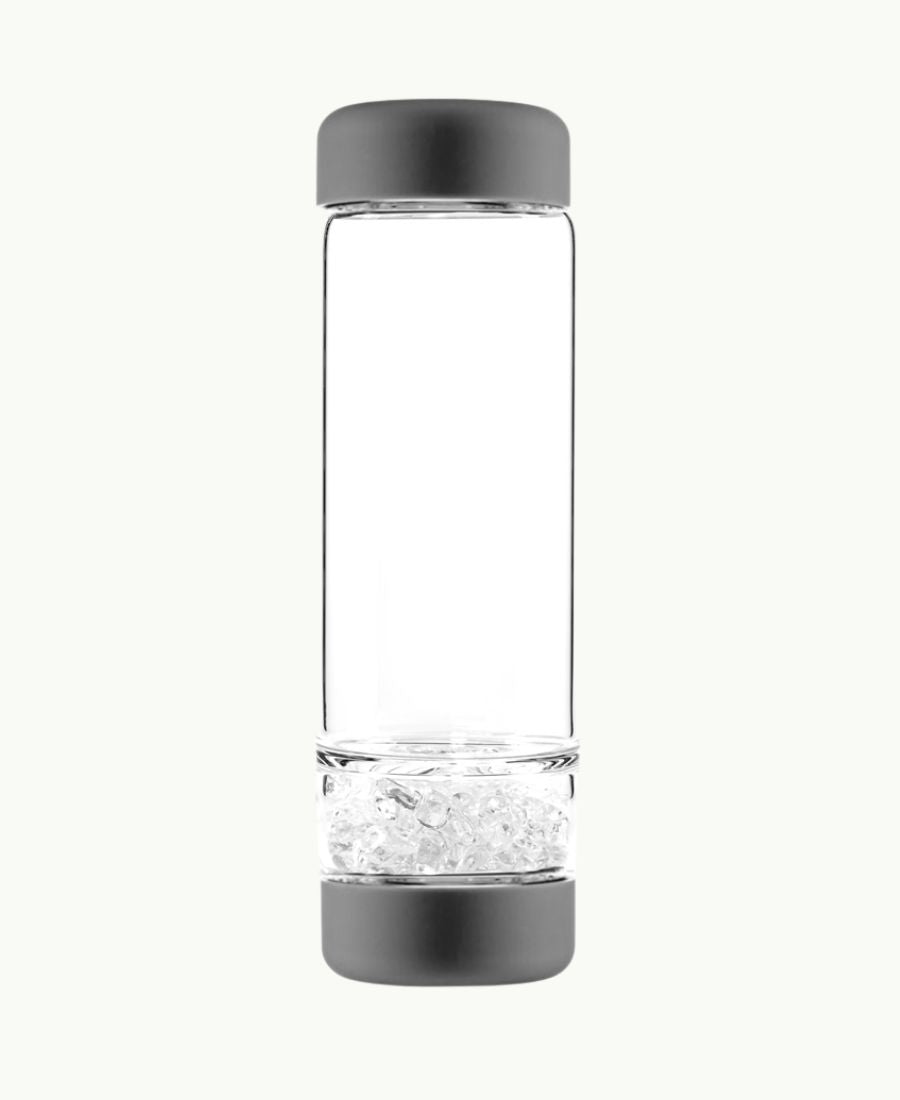 VitaJuwel inu! Trinkflasche „Lava Grey“ mit Bergkristall