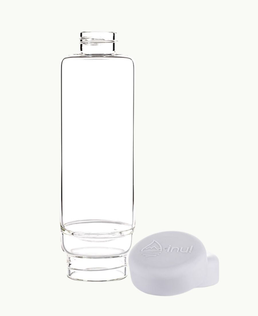 VitaJuwel inu! Trinkflasche „Cloud White“ mit Bergkristall