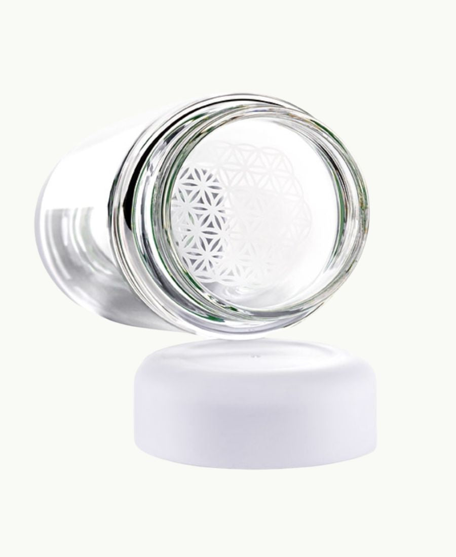 VitaJuwel inu! Trinkflasche „Cloud White“ mit Bergkristall