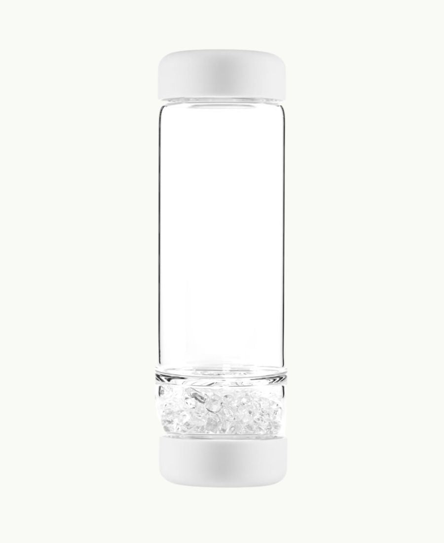 VitaJuwel inu! Trinkflasche „Cloud White“ mit Bergkristall